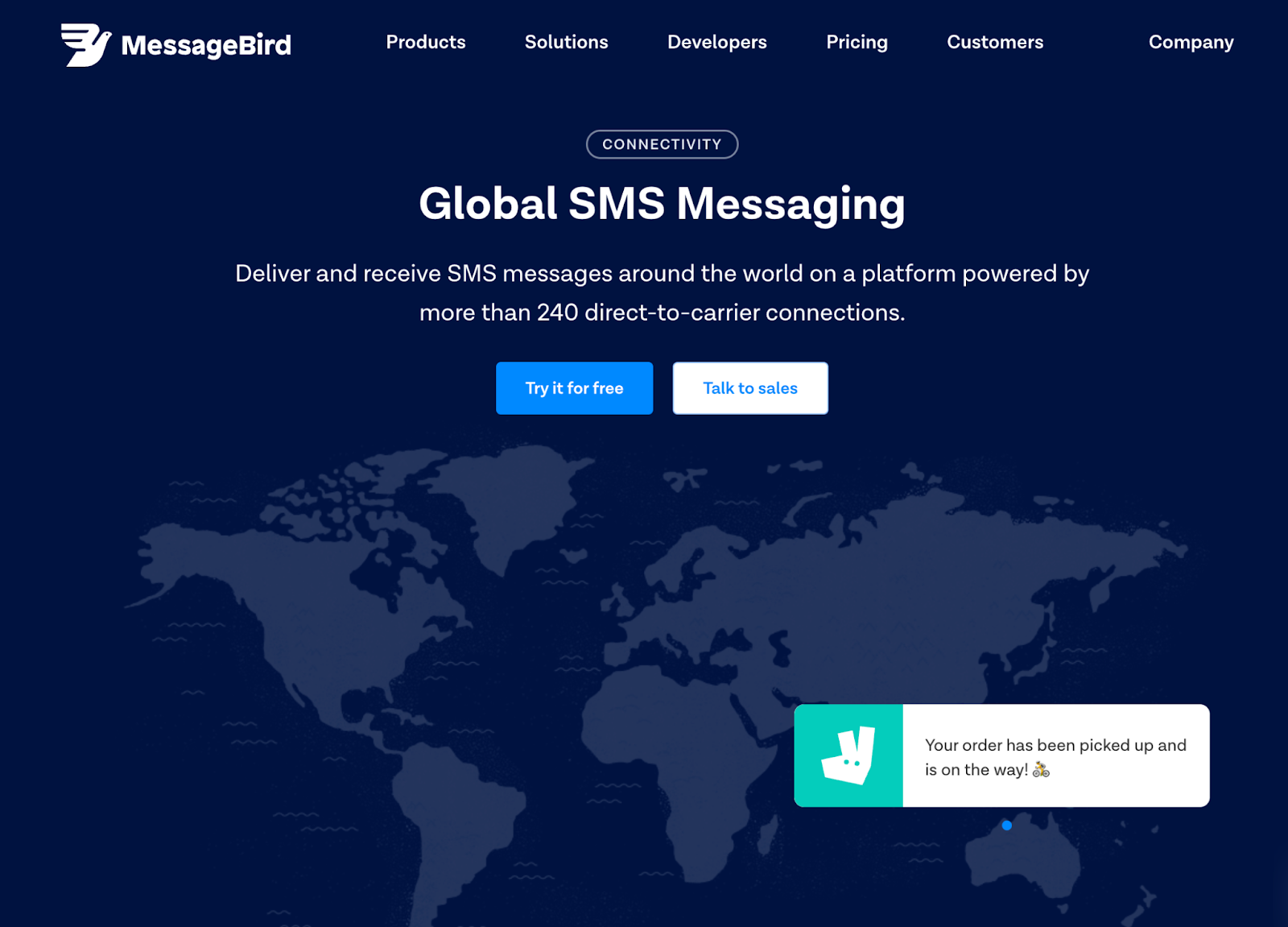 MessageBird SMS platform landing page