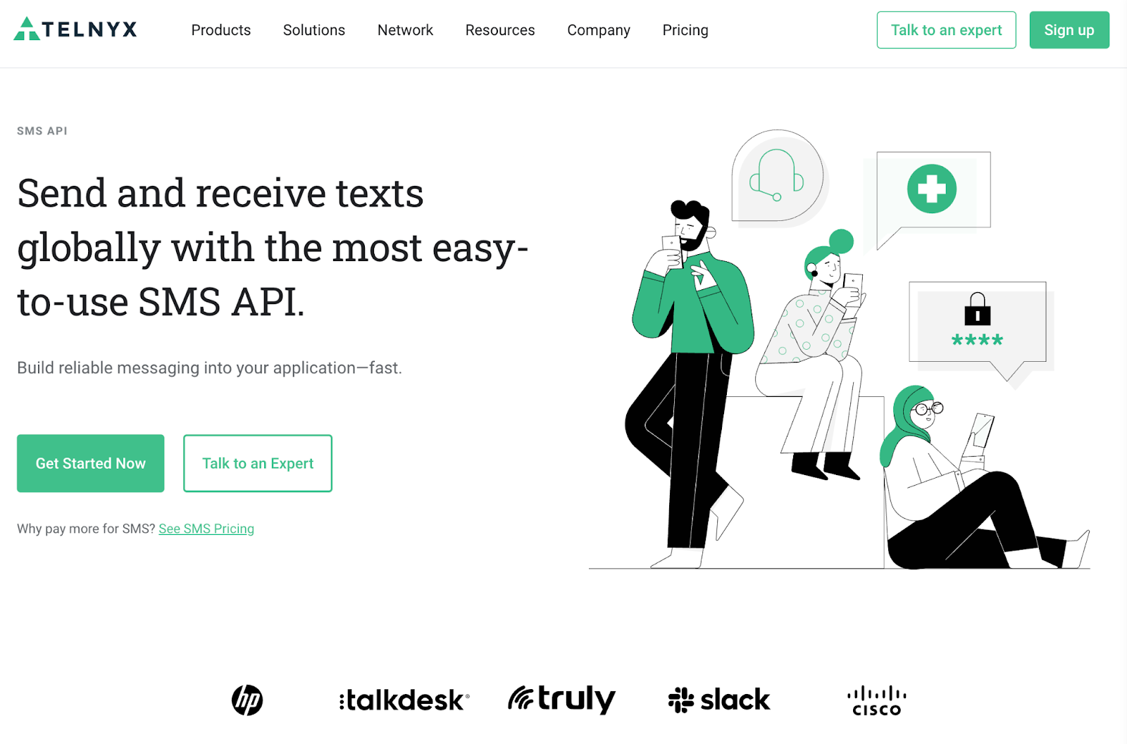 Telnyx SMS platform landing page