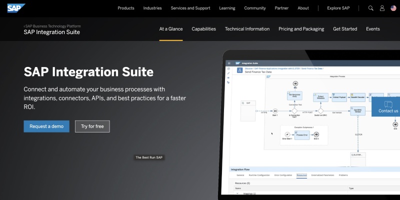 SAP Integration Suite website home page