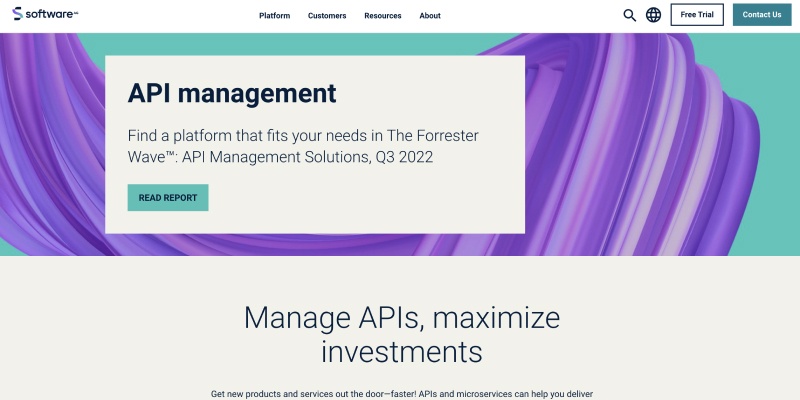 SoftwareAG API Management website home page