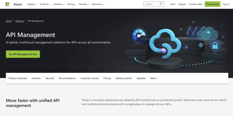 Azure API Management website home page