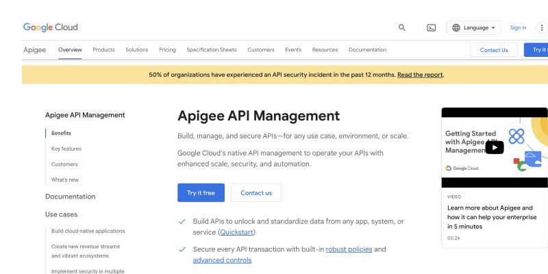 Google Cloud Apigee website home page