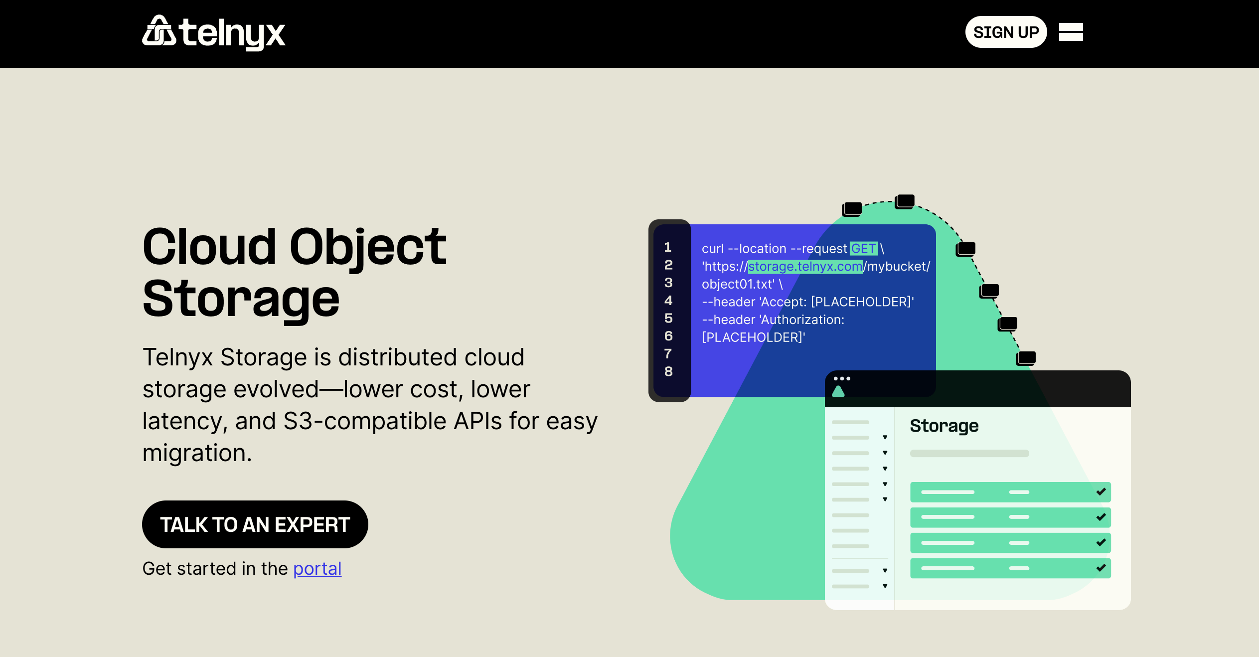 Telnyx Storage home page