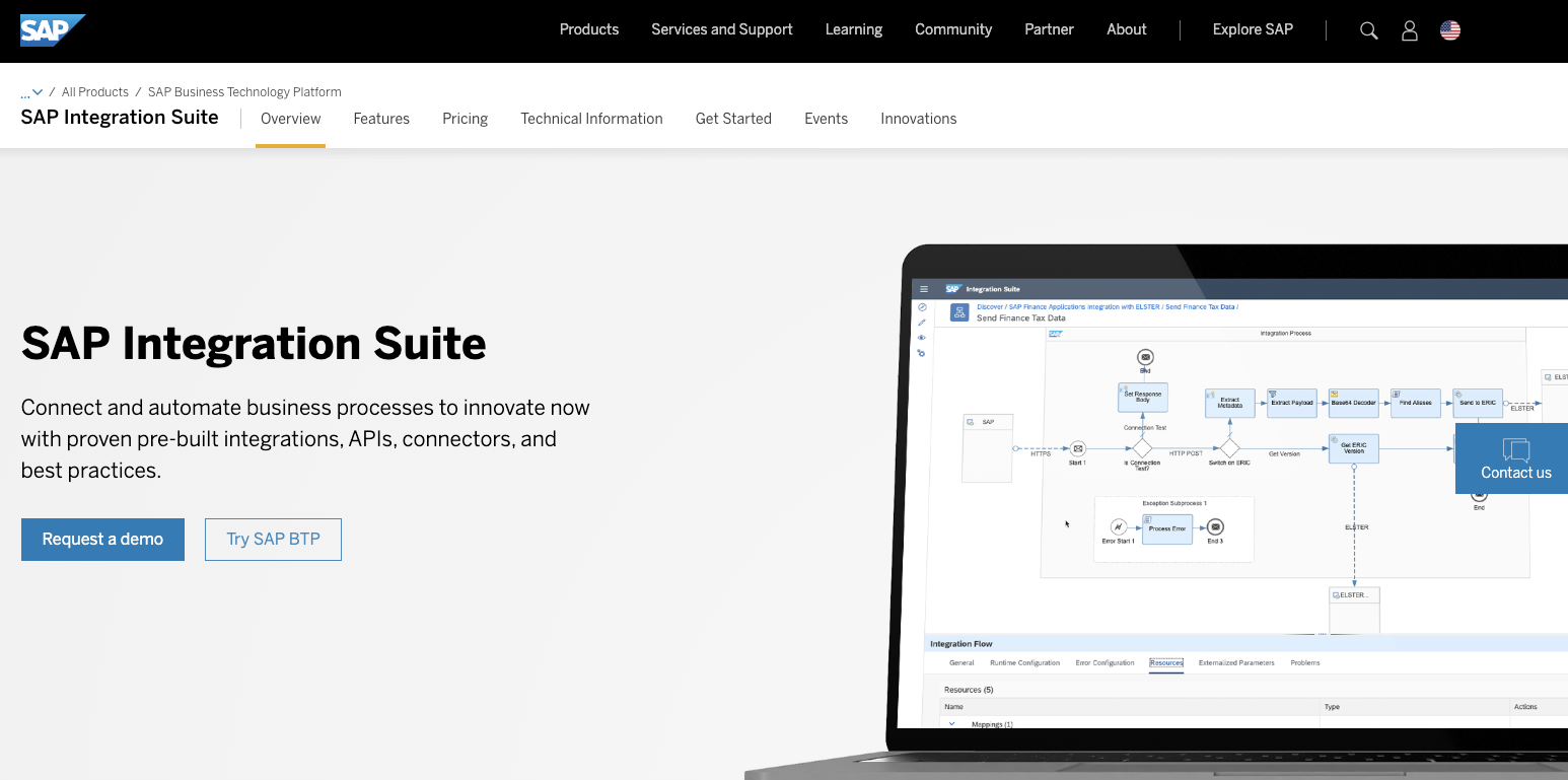 SAP integration suite website