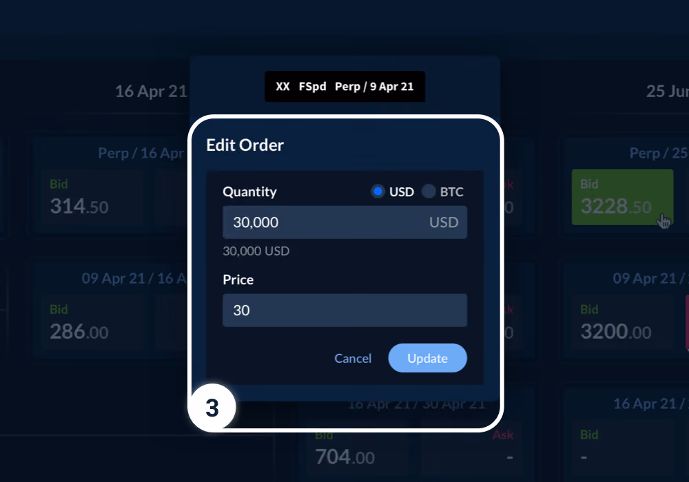 Paradigm Futures Spreads Dashboard - Edit Open Order