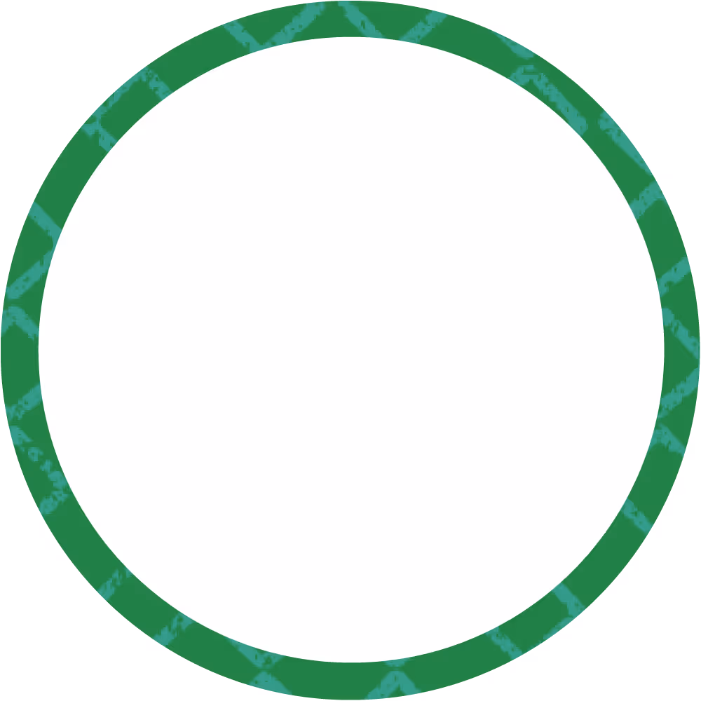 Green and blue cross hatch circle