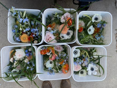 Compostable Bucket filled with flower scraps
