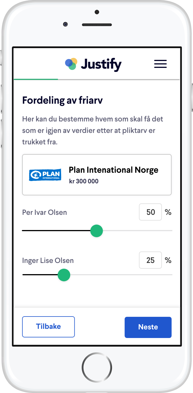 Eksempel på utfylling av digitalt testament