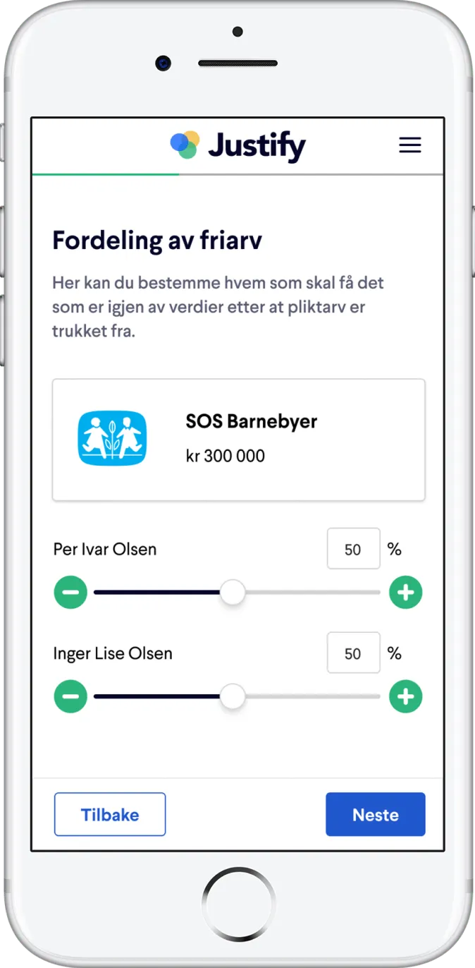 Eksempel på utfylling av testament
