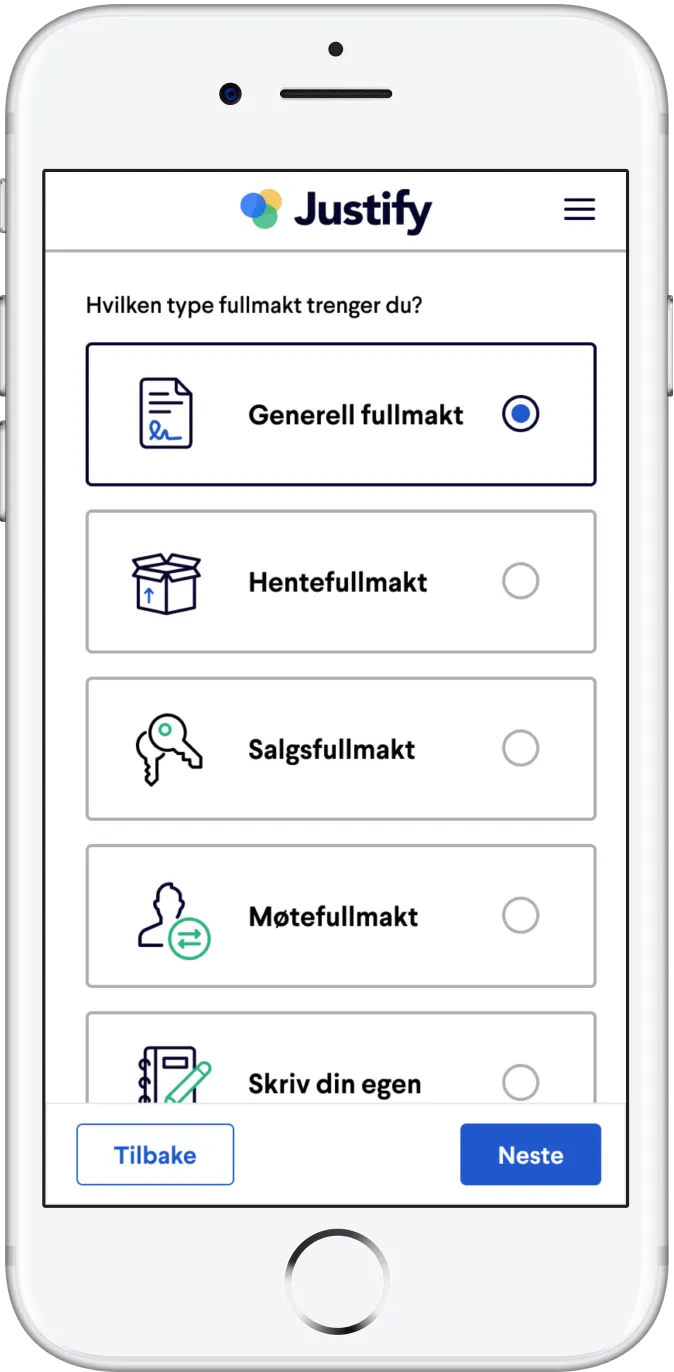 Eksempel på utfylling av fullmakt