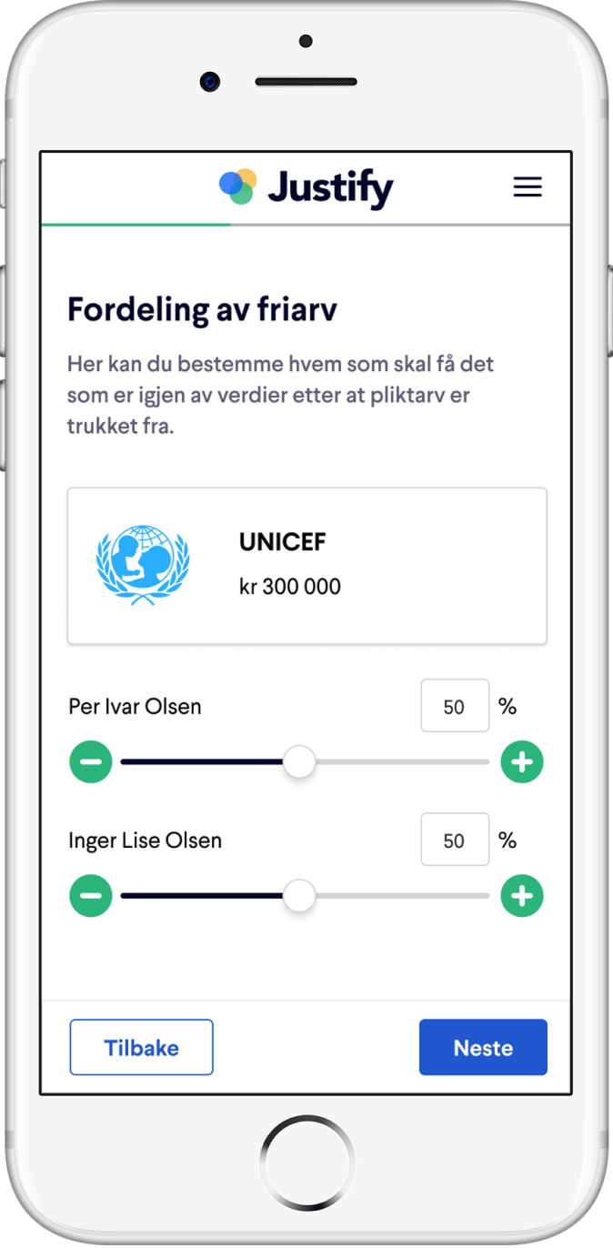 Eksempel på utfylling av digitalt testament