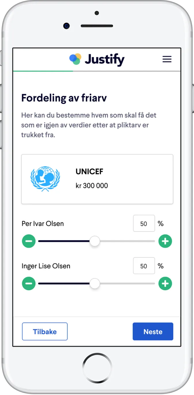 Eksempel på utfylling av digitalt testament