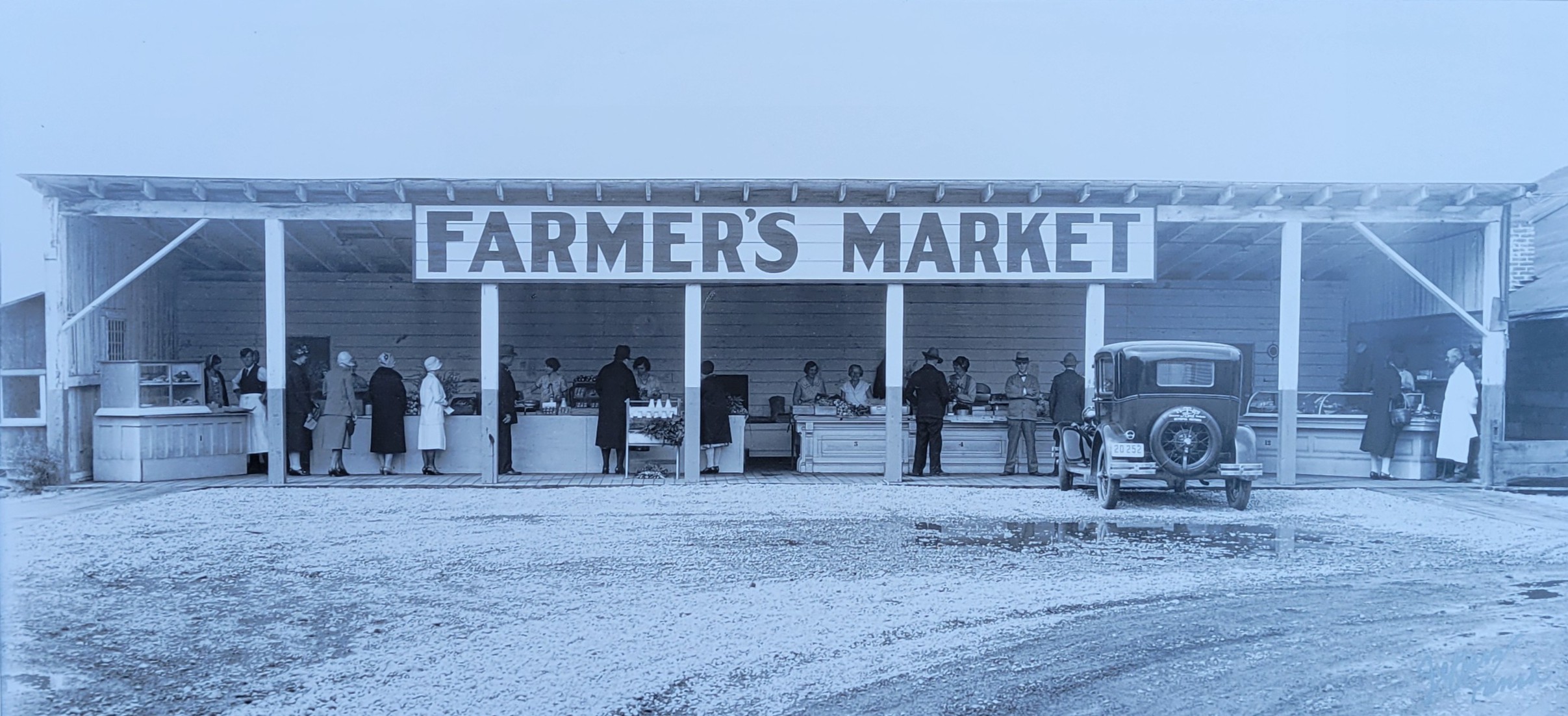  Nikki McClure Original Artwork, papercut of Olympia Farmers Market Barn with shoppers