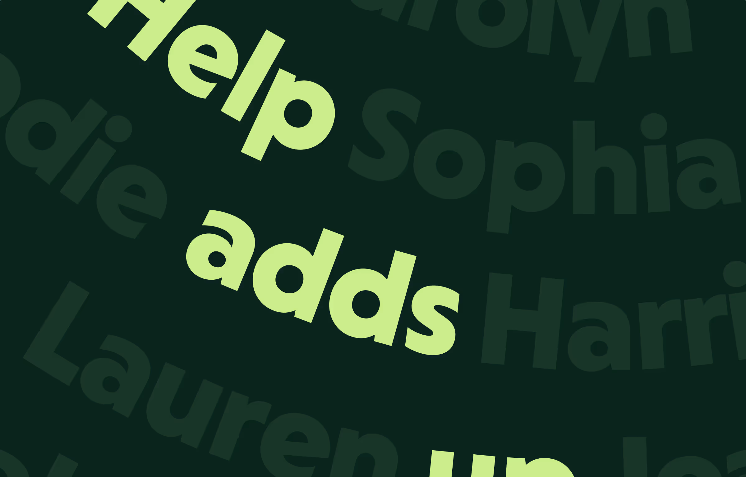 Curved text with the words "Help adds up" and various names showcasing the typeface GoFundMe Sans