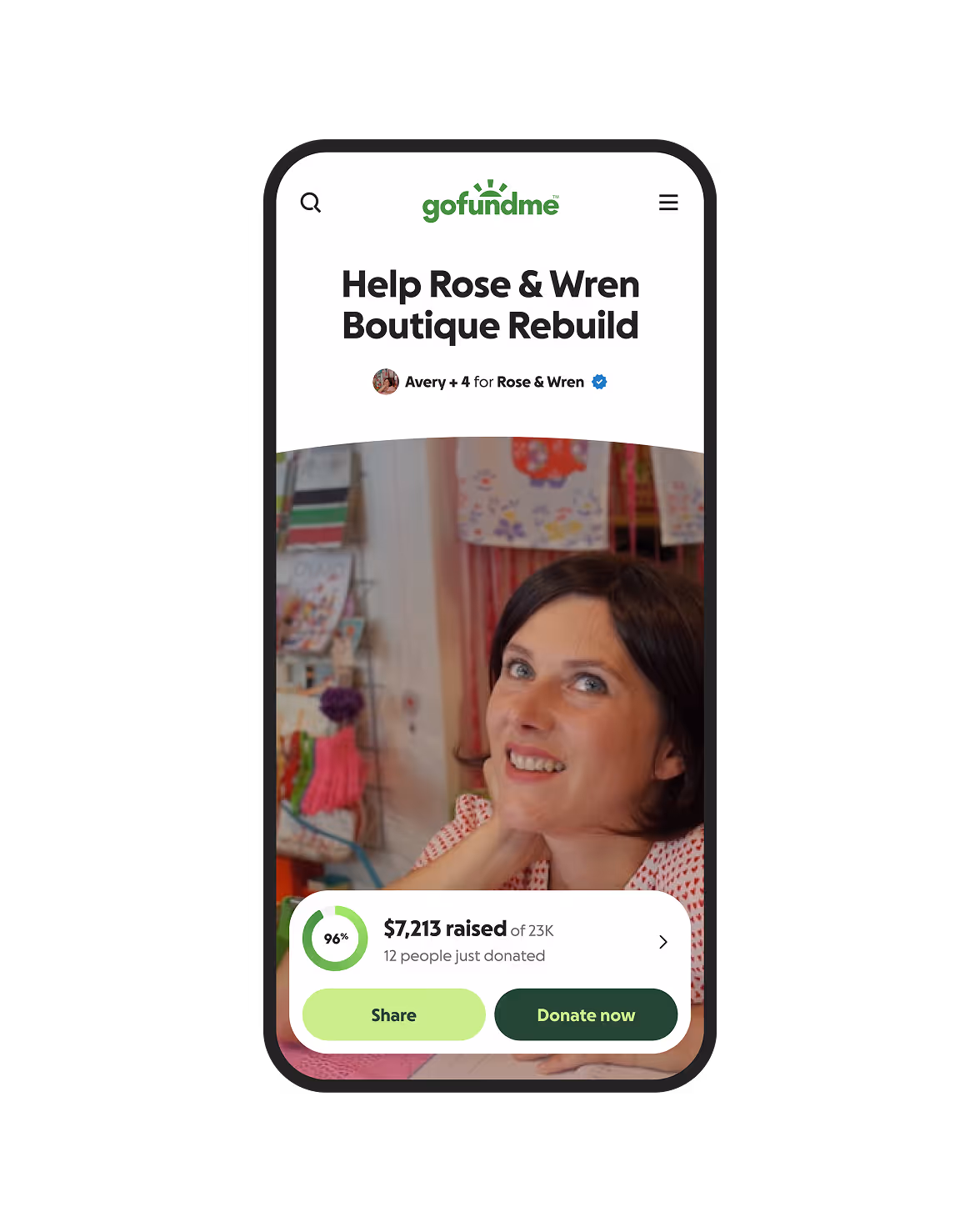 A GoFundMe fundraiser page updated in the new brand