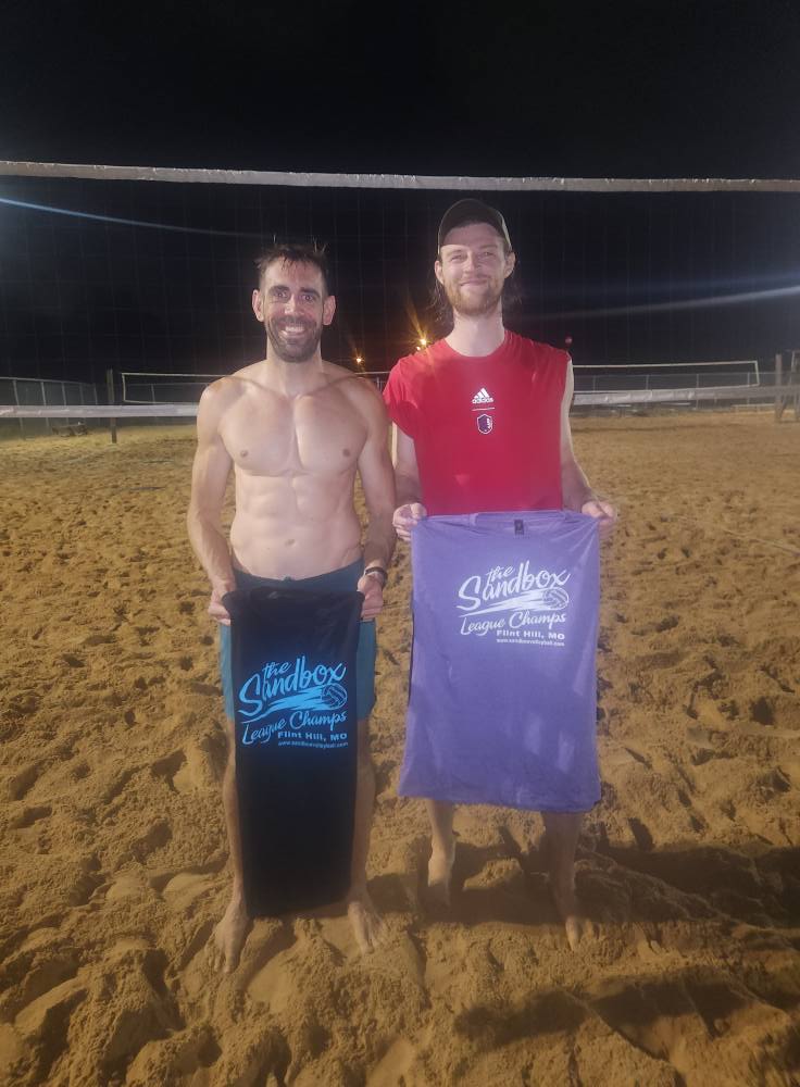 picture of a group of volleyball players wearing the sandbox volleyball logo t-shirts