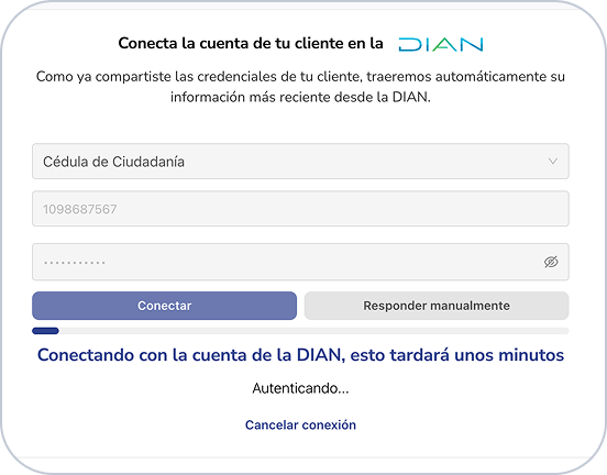 Imagen ilustrativa del paso uno. Conectar Contadia con Muisca de la DIAN.