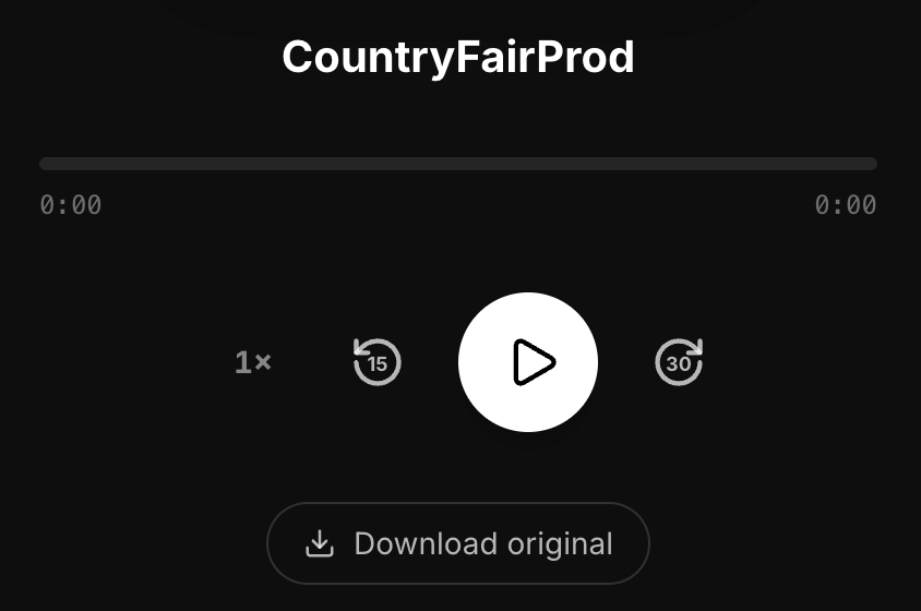 Notetracks shared playlist player with play controls and a Download original button