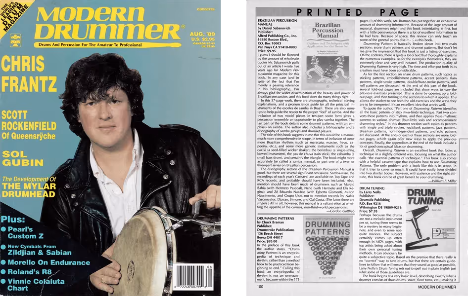 Drumming Patterns Review by Modern Drummer Magazine (cover and review photocopy)