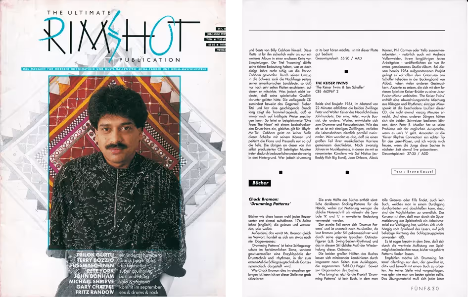 Drumming Patterns Review by Rimshot Magazine (magazine cover, photocopy of review)