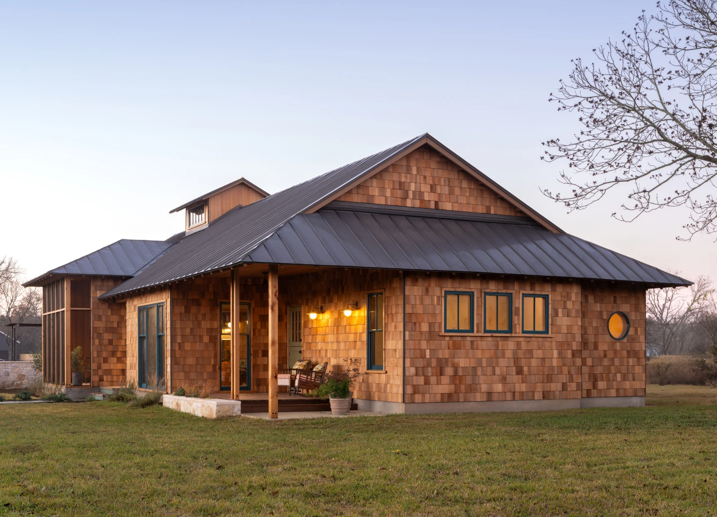 Camp Bluebird house from the direction of a small porch