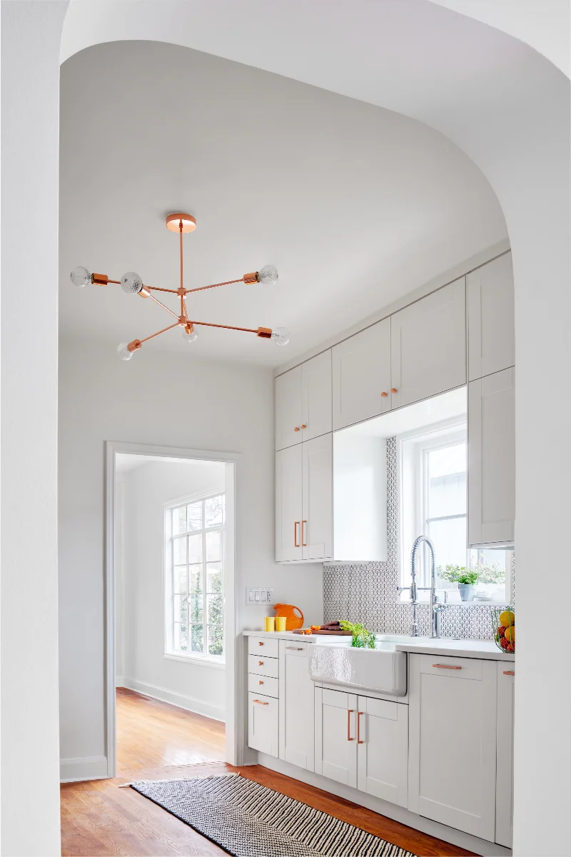 An alternate view of the Queen Anne Kitchen, showcasing the clean and spacious common space.