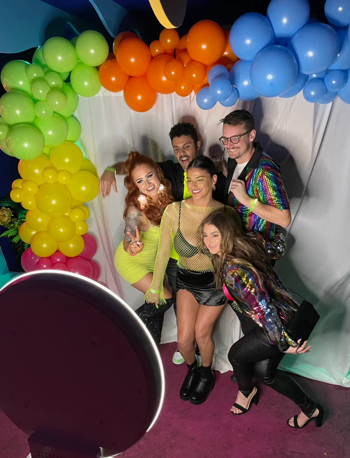 Balloon garland installation at a Las Vegas venue