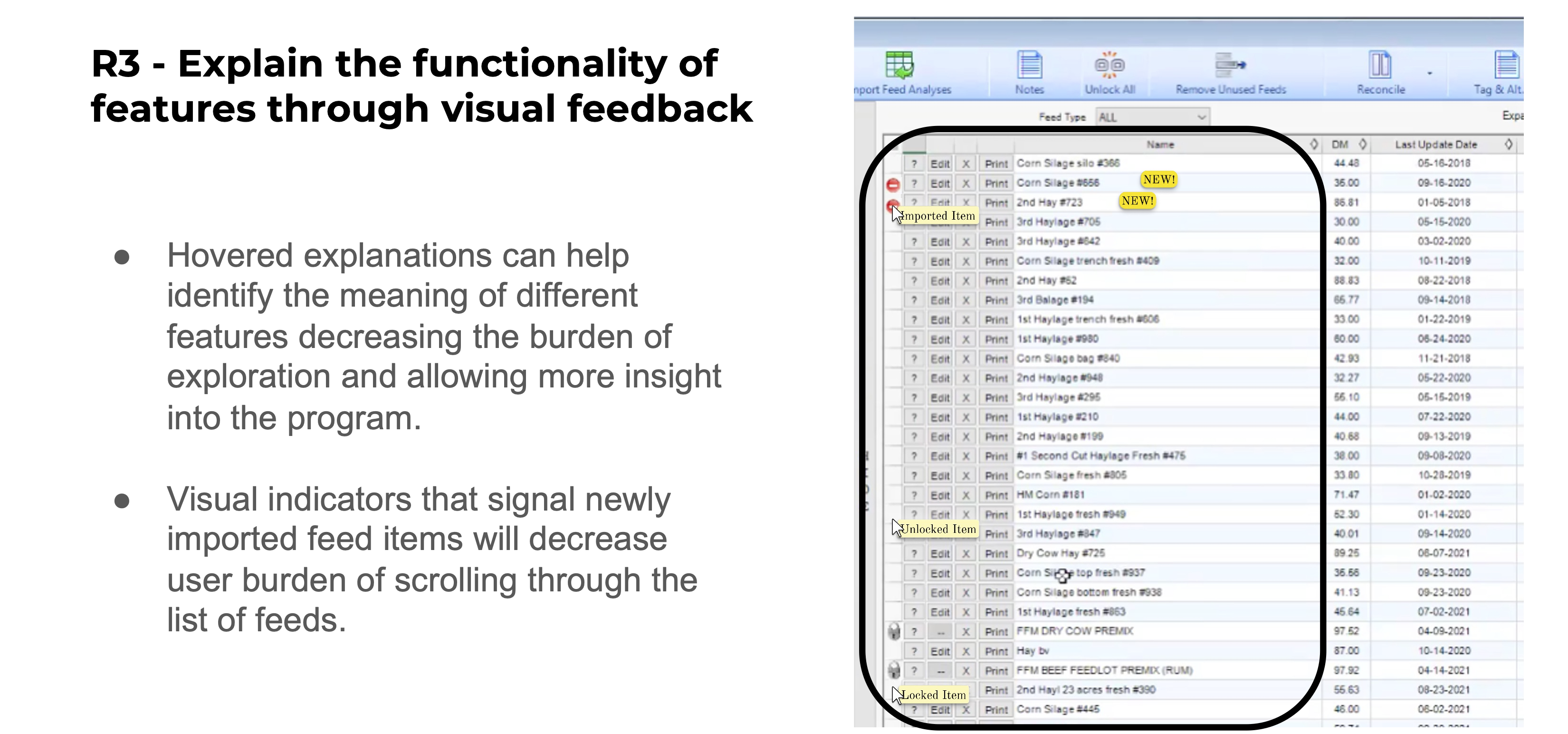 R3 - Explain the functionality of features through visual feedback