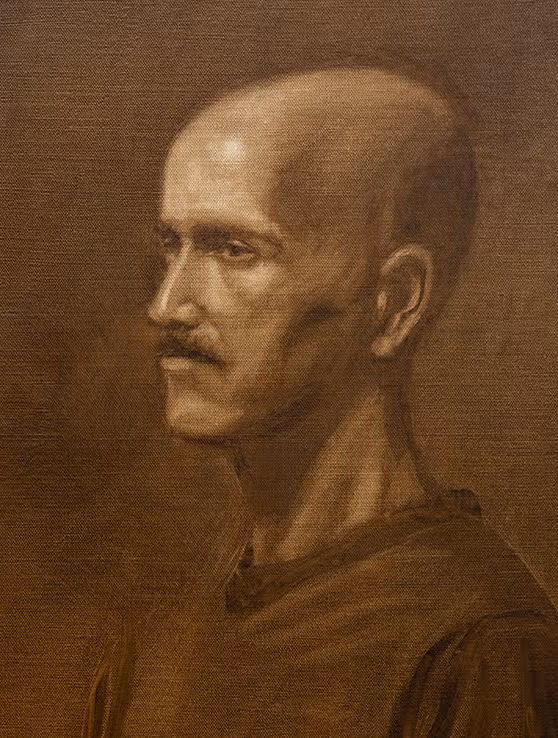 Marvin Mattelson in class demo - wash-in underpainting.