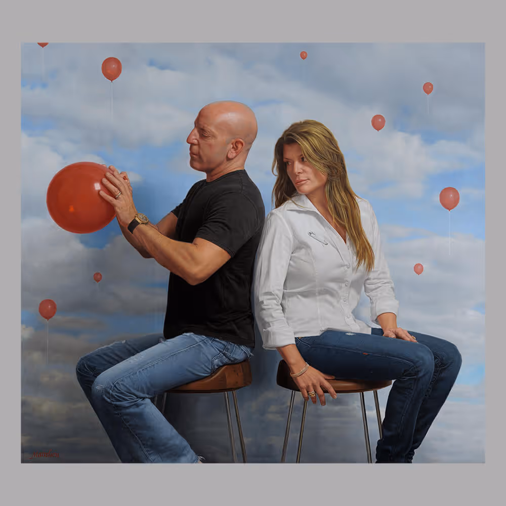 Multiple Figure Oil Portrait in Oil by Marvin Mattelson