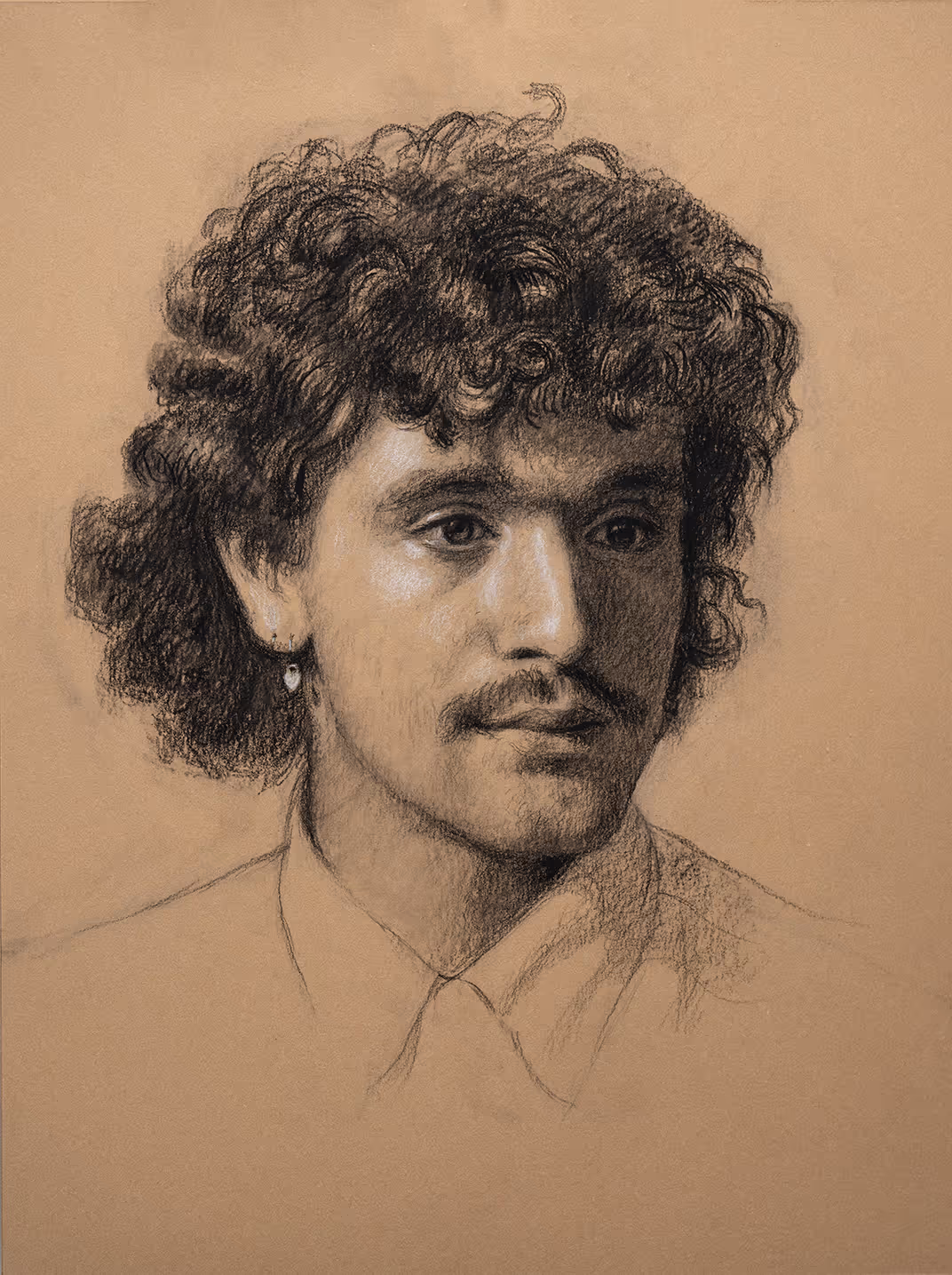 Online class portrait drawing demonstration by Marvin Mattelson