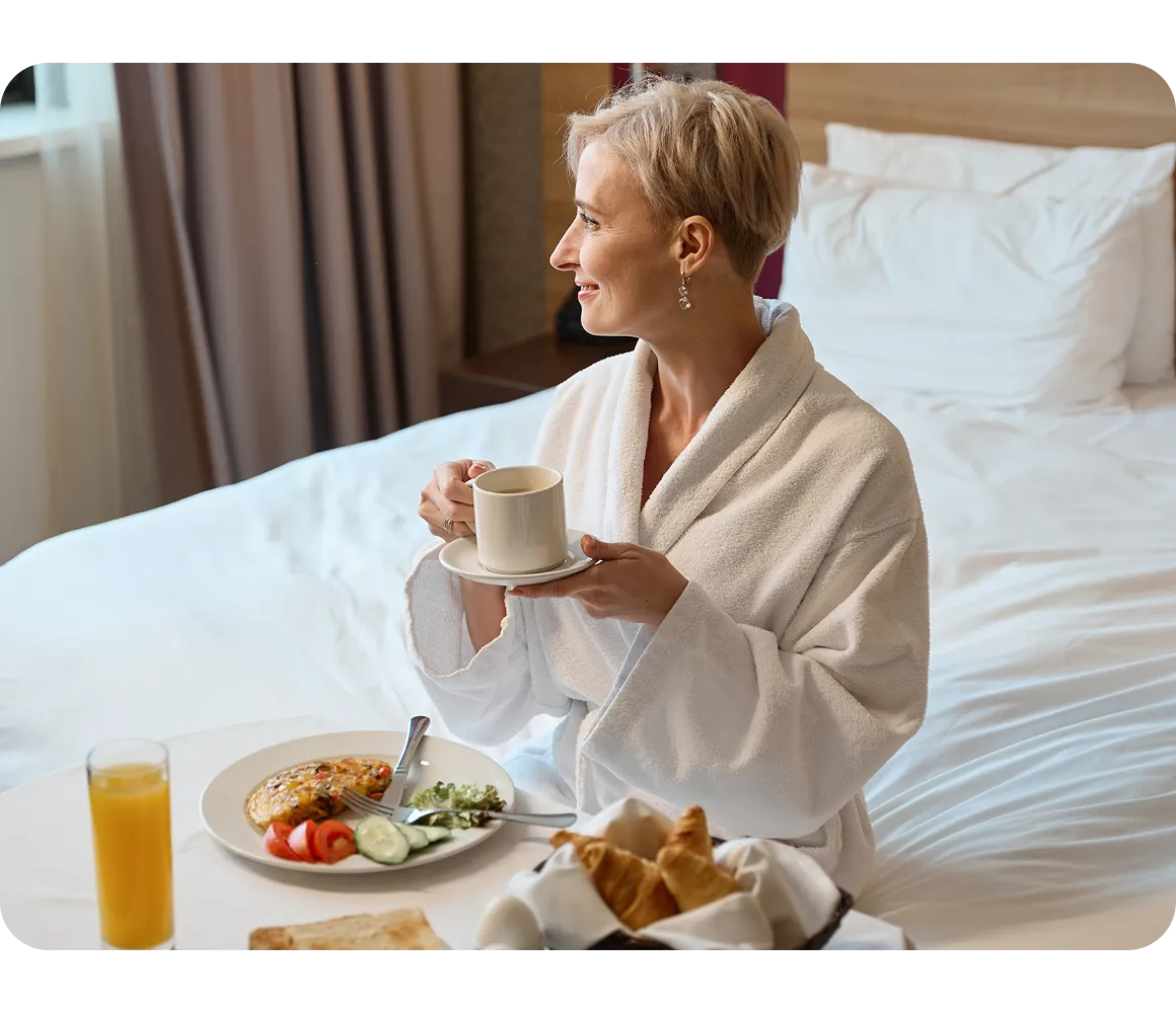 woman entering room with mobile key