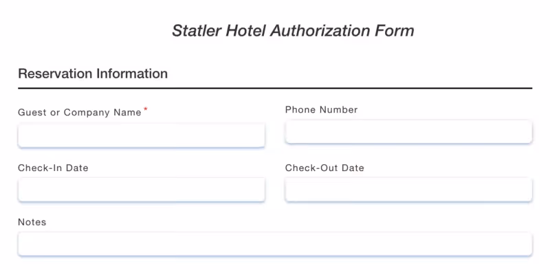 Statler Hotel Authorization Form Example