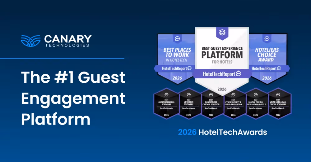 HotelTechAwards Names Canary Technologies the Best Guest Experience System