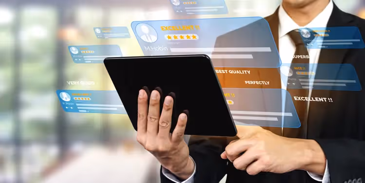 Hotelier looking at tablet