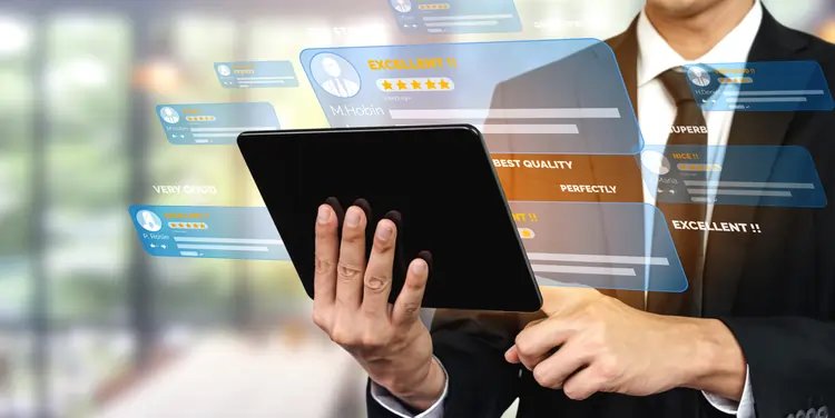 Hotelier looking at tablet