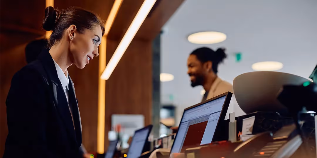 Woman at the hotel reception