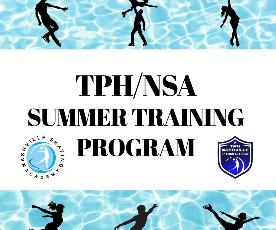 Logo of Nashville Skating Academy featuring a stylized figure skating in white on a blue circular background, accompanied by the text 'FinnlySport' in orange with a small gray and orange icon.