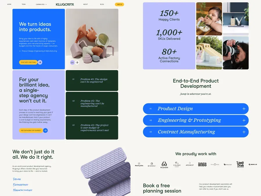 Examples of the new Klugonyx site on Webflow