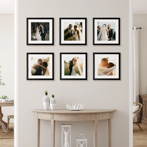 Square Framed Photo Prints On a Wall
