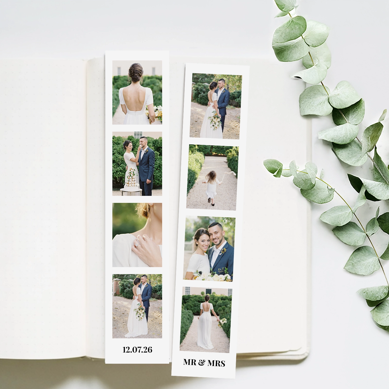 Wedding photos made into photo booth style photo strips