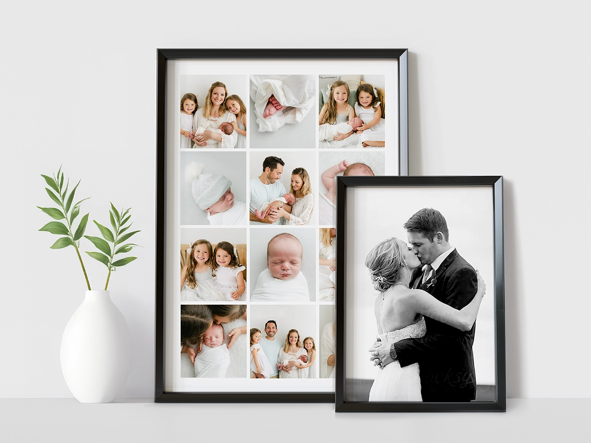 Framed photo prints including a family photo collage frame by PostSnap