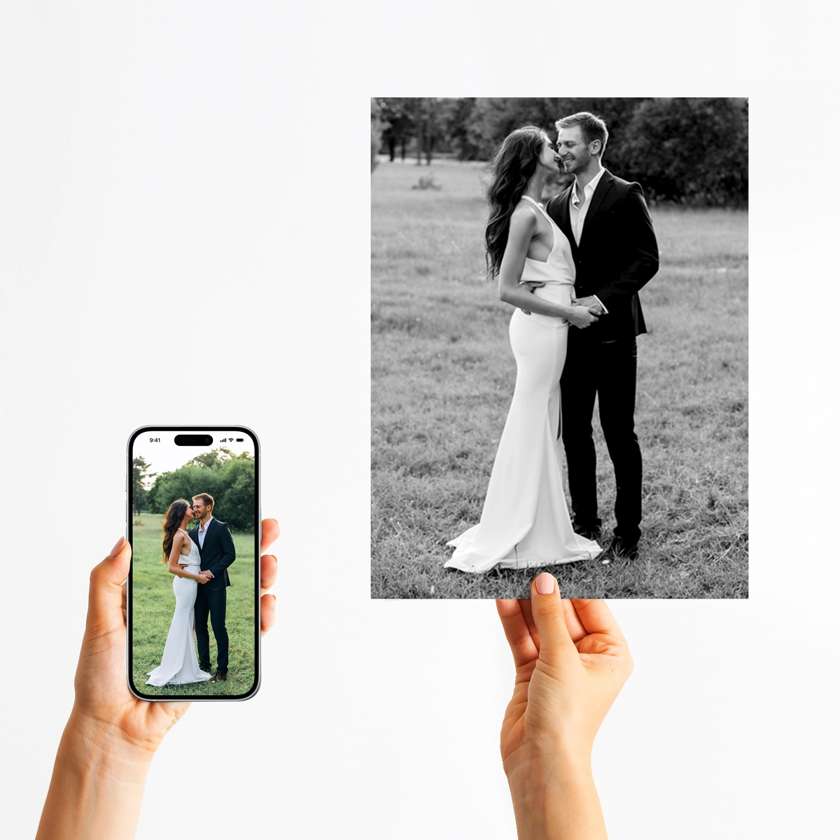 Premium black and white photo prints by PostSnap, printed on Fujifilm photographic paper