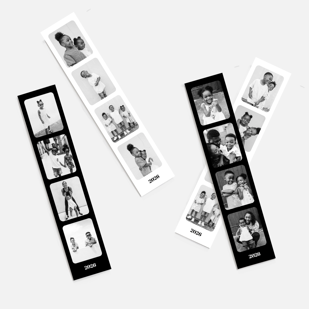 Black and white photo strips