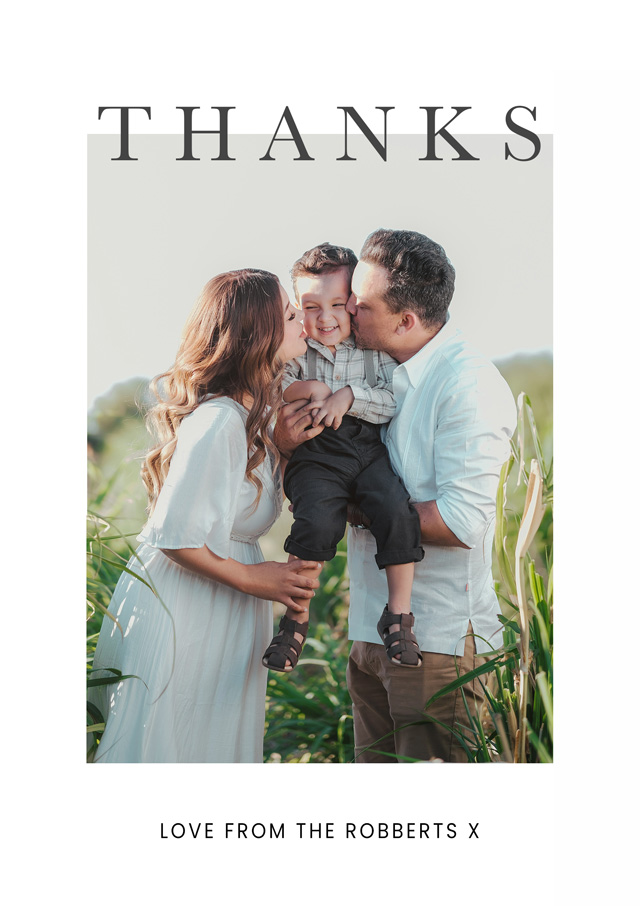 Thanks Portrait  Personalised Thank You Card