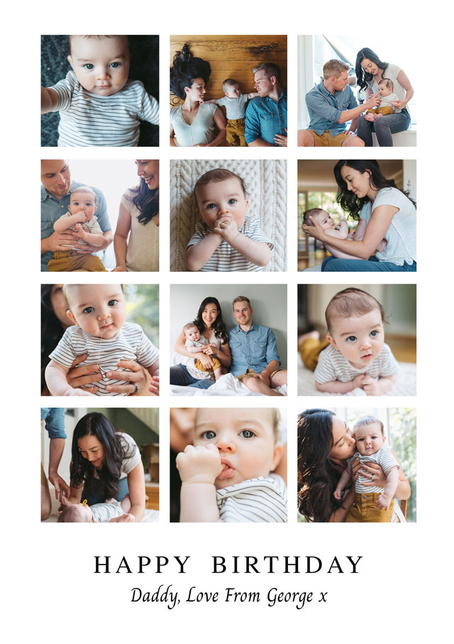 12 Photo Portrait Personalised Birthday Card