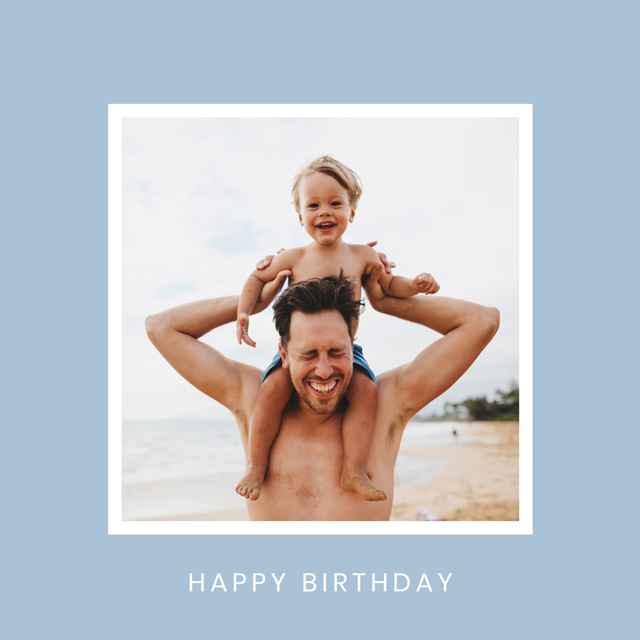 Blue Square Personalised Birthday Card