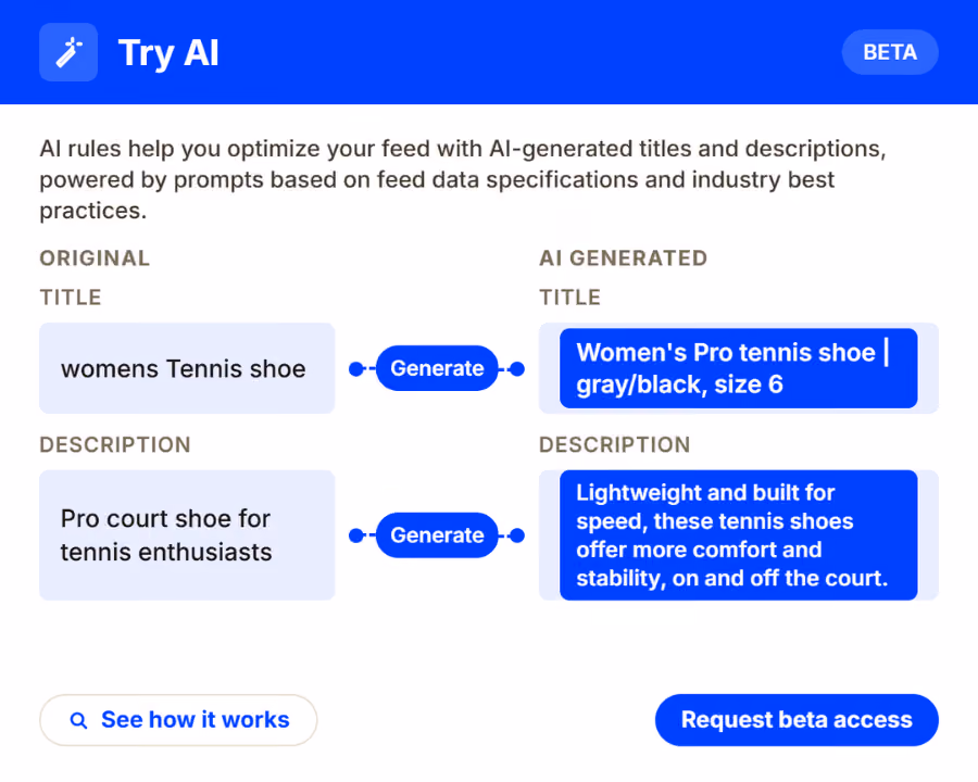 Try AI title and description generation