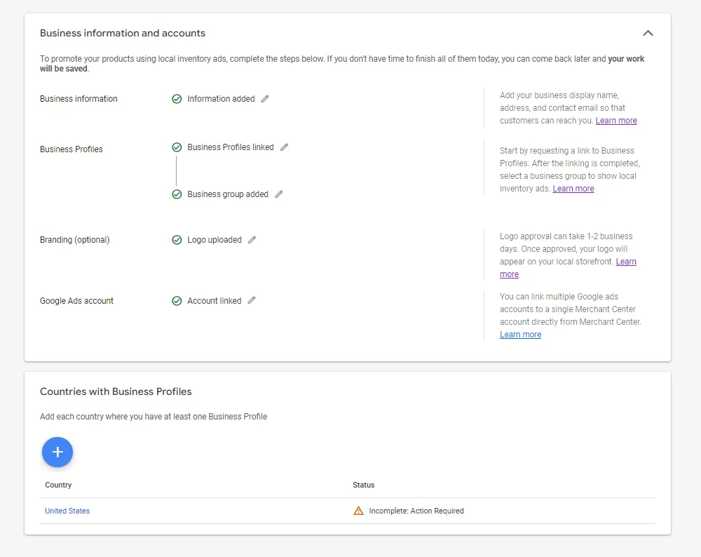 request google local inventory verification