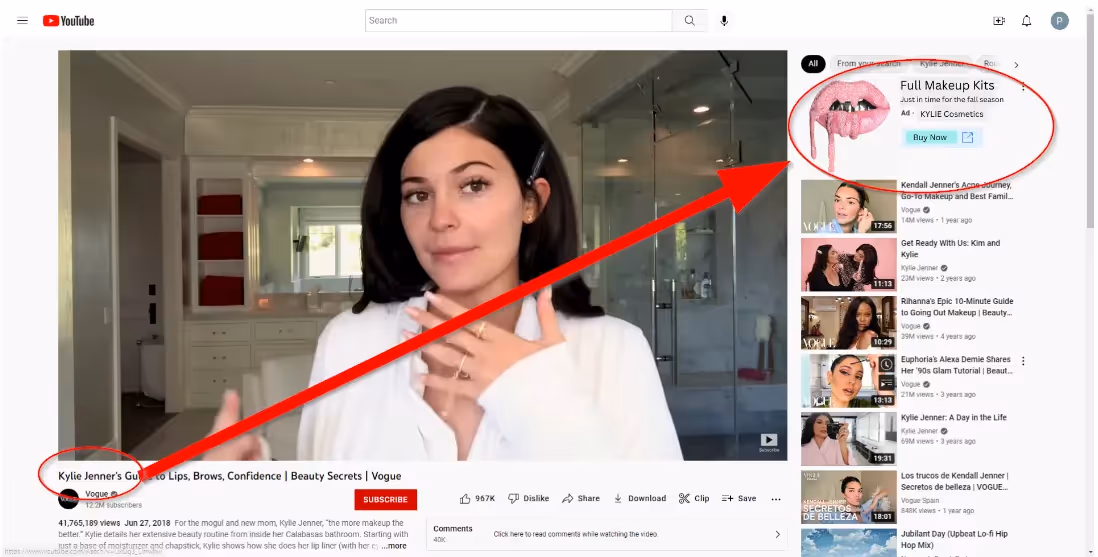 contextual marketing example with kylie's cosmetics